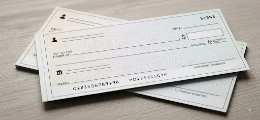 Security printed bank cheques